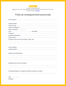 Fiche De Renseignements Personnels Mod Le Gratuit En Format Word Pdf